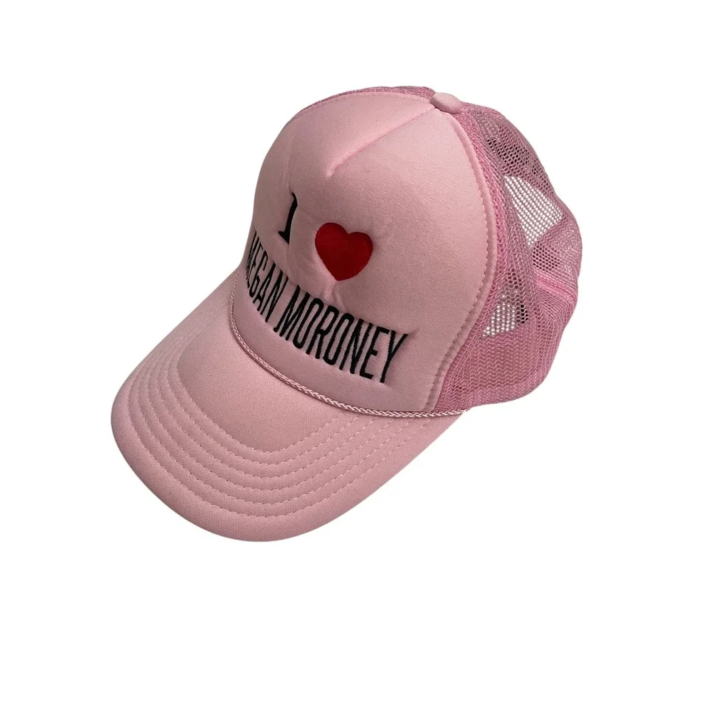I Love Megan Moroney Emo Cowgirl Trucker Hat OSFM Pink Snapback Cap Tour Merch